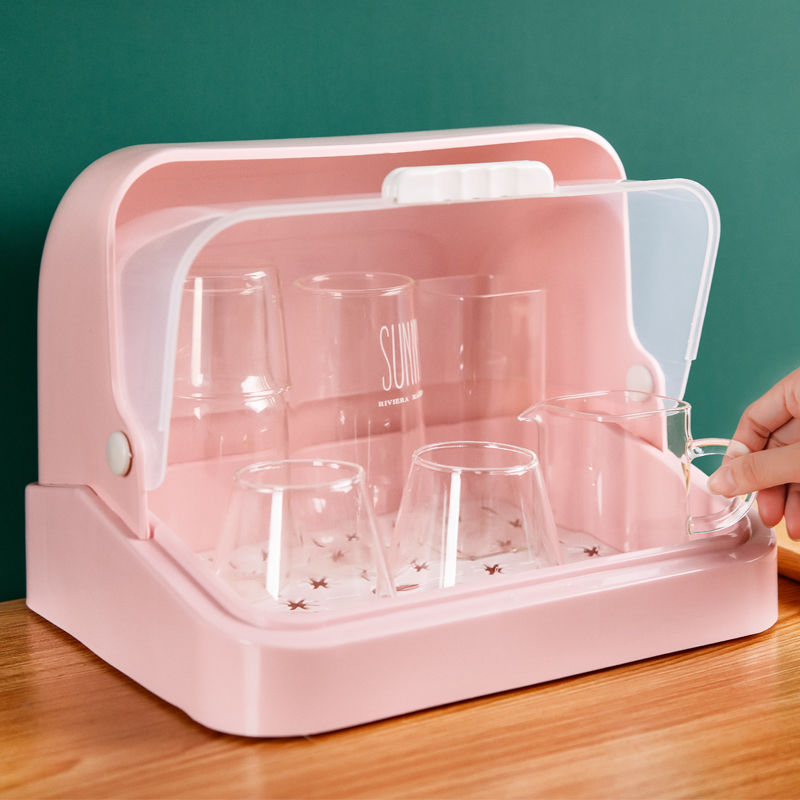 Receive a cassette of tableware box tray glass box cover an artifact r drop kindergarten desktop water beverage holder water filter