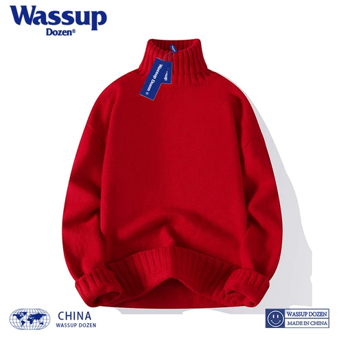 WASSUP DOZEN Демисезонный японский белый трикотажный зимний свитер подходит для мужчин и женщин для влюбленных