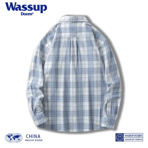 WASSUP DOZEN Синяя рубашка, весенний лонгслив для отдыха, хлопковая тонкая куртка, оверсайз