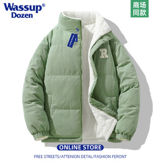 Wassup Dozen Trendy Corduroy down Jacket Men's Winter New Fleece-Lined Warm Lamb Wool Coat