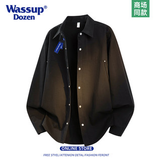 Wassup Dozen Retro Workwear Style Pure Cotton Long-Sleeved Shirt Men's Loose Casual Black Spring Jacket Top