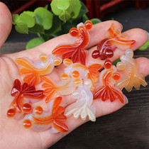 Natural Carnelian agate jade goldfish male and female lovers pendant pendant pendant Peace jade more than a year pendant gift