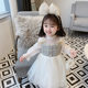 Girls' foreign style bubble long-sleeved dress 2022 spring and autumn children's mesh princess skirt baby skirt little girl