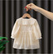 Girls foreign style doll collar dress 2022 spring and autumn new Korean version baby lace princess dress little girl skirt