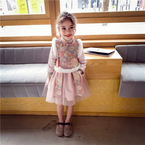 Детское зимнее ханьфу, утепленный детский комплект, китайский стиль