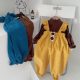 Girls fashion suit 2022 spring and autumn new Korean version baby puff sleeve bottoming shirt corduroy overalls trendy