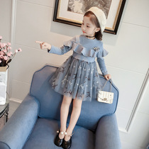 Girl autumn 2021 New Korean baby princess dress children dress fashionable foreign style lace mesh skirt