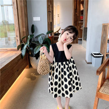 Girls' Western-style polka dot dress 2021 summer new Korean version baby vest skirt little girl princess skirt trend