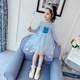 Frozen Aisha Princess Dress 2022 Spring and Autumn New Girls' Western Style Stitching Dress Baby Mesh Skirt