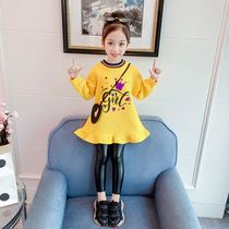 Girls plus velvet skirt 2021 autumn and winter New Korean childrens foreign style long dress baby Princess jumpsuit