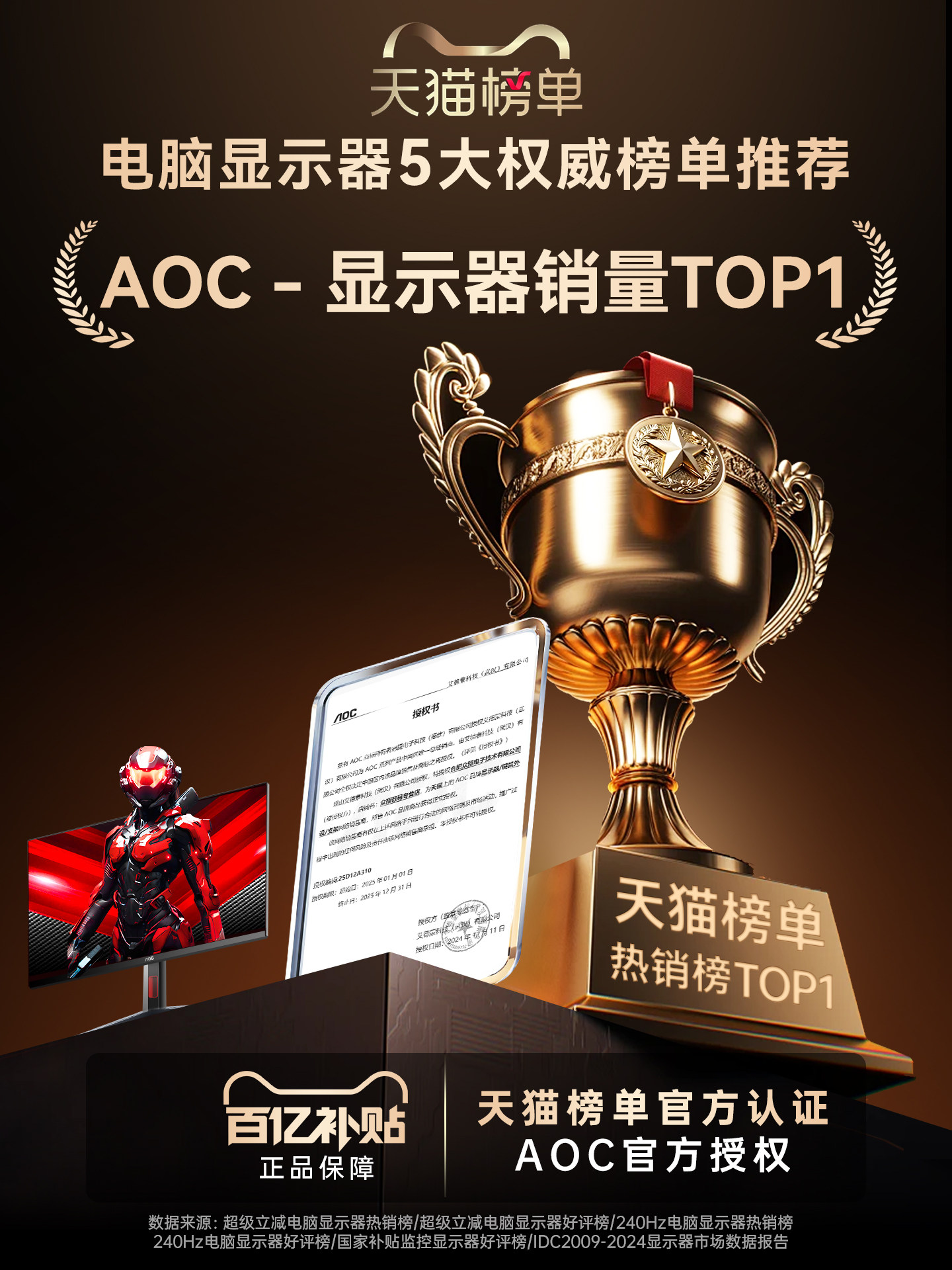 Aoc Monitor 24-Inch 1K Gaming 240Hz High Refresh Rate Desktop Computer 2K Screen 144 Laptop External 27