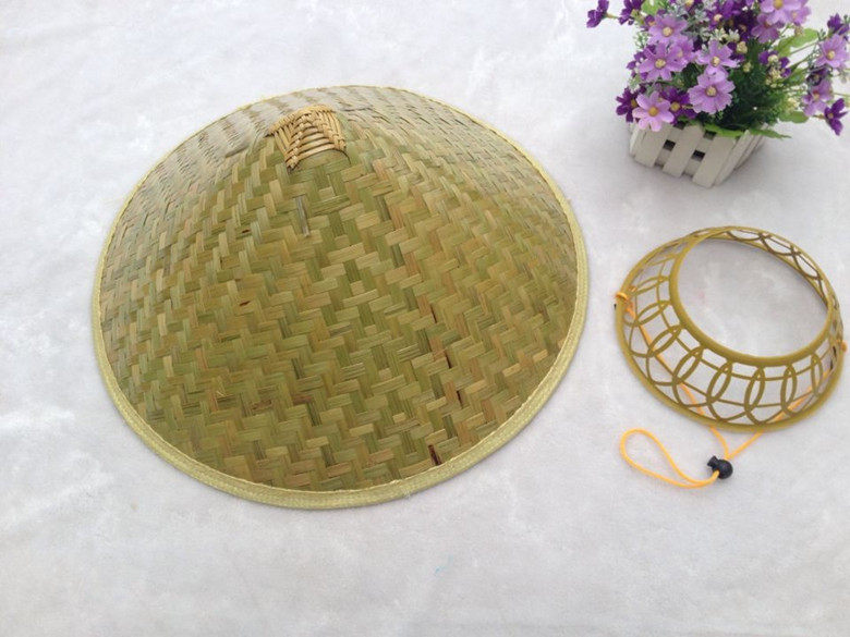 Green leather bamboo hat, farmer's hat, labor protection bamboo straw hat, bamboo hat for stage performance, travel rain hat