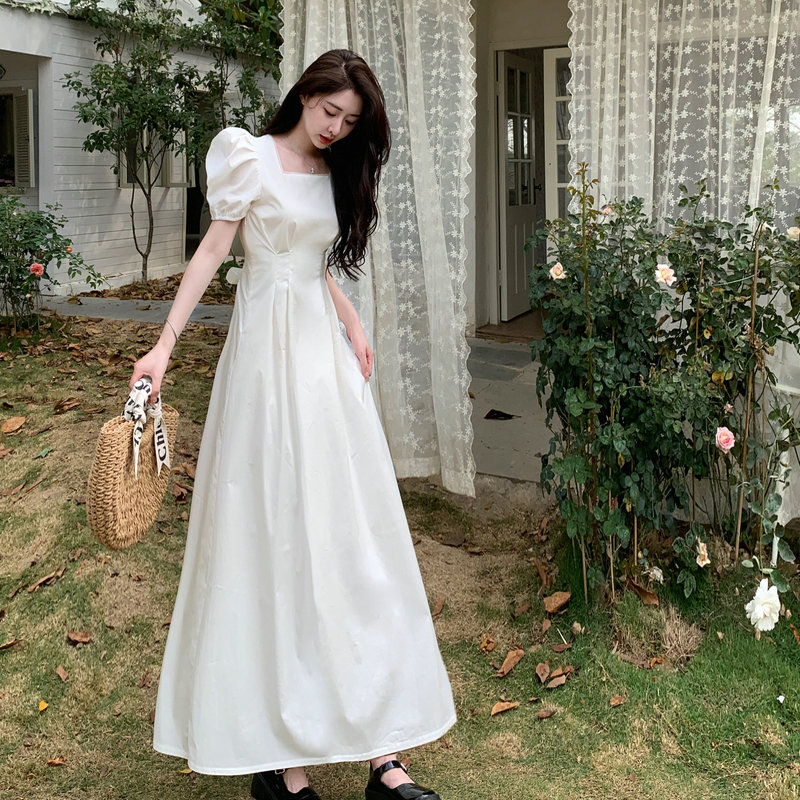 125cm Original Design for Tall People, New Style Waist-Cinching, Slimming, Gentle and Age-Reducing Puff-Sleeve Dress