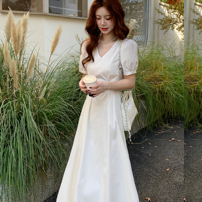 Welfare Style 125cm Long Waist-Cinching Slimming Original Design White Dress That Looks Good in Photos, Suitable for Engagement and Marriage Registration Welfare Style 125cm Long Waist-Cinching Slimming Original Design White Dress That Looks Good in Photos, Suitable for Engagement and Marriage Registration