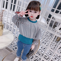  Girls  sweaters Korean version of Western style fashionable baby floral spring and autumn childrens autumn tops Childrens clothing 2021 new trend