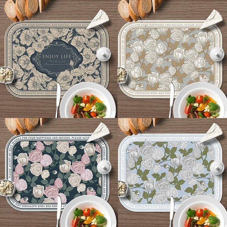 American light lavish style leather table cushion Western dining cushion small dining cushion waterproof and oil-proof and anti-scalding dinner plate bowl cushion