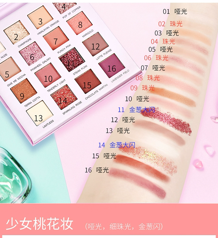 in Super Fire Desert Rose Bảng phấn mắt giá rẻ 16 Màu Pearlescent Matte Với Sequin Long lanh Unicorn Net Red - Bóng mắt