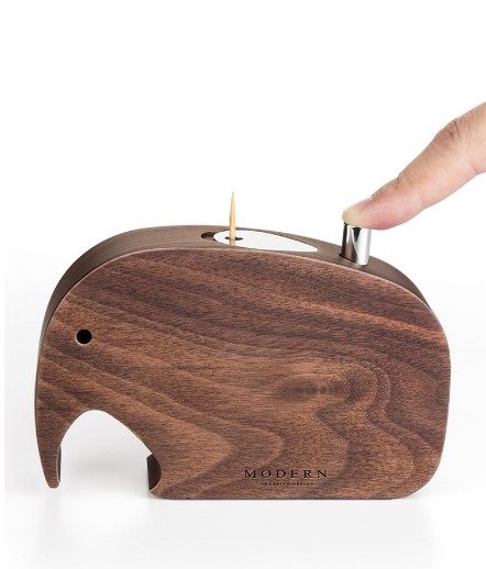 German MODERN light and luxurious walnut solid wood Elephant Toothpick Box Press creative cute Decorative Swing Decorated-like board room