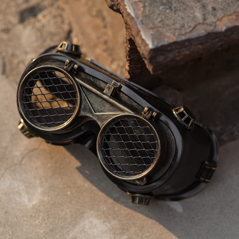 Mr. Yi's Steamland Industrial Retro Steampunk Steampunk Goggles with Mesh Lens and Protective Eyewear
