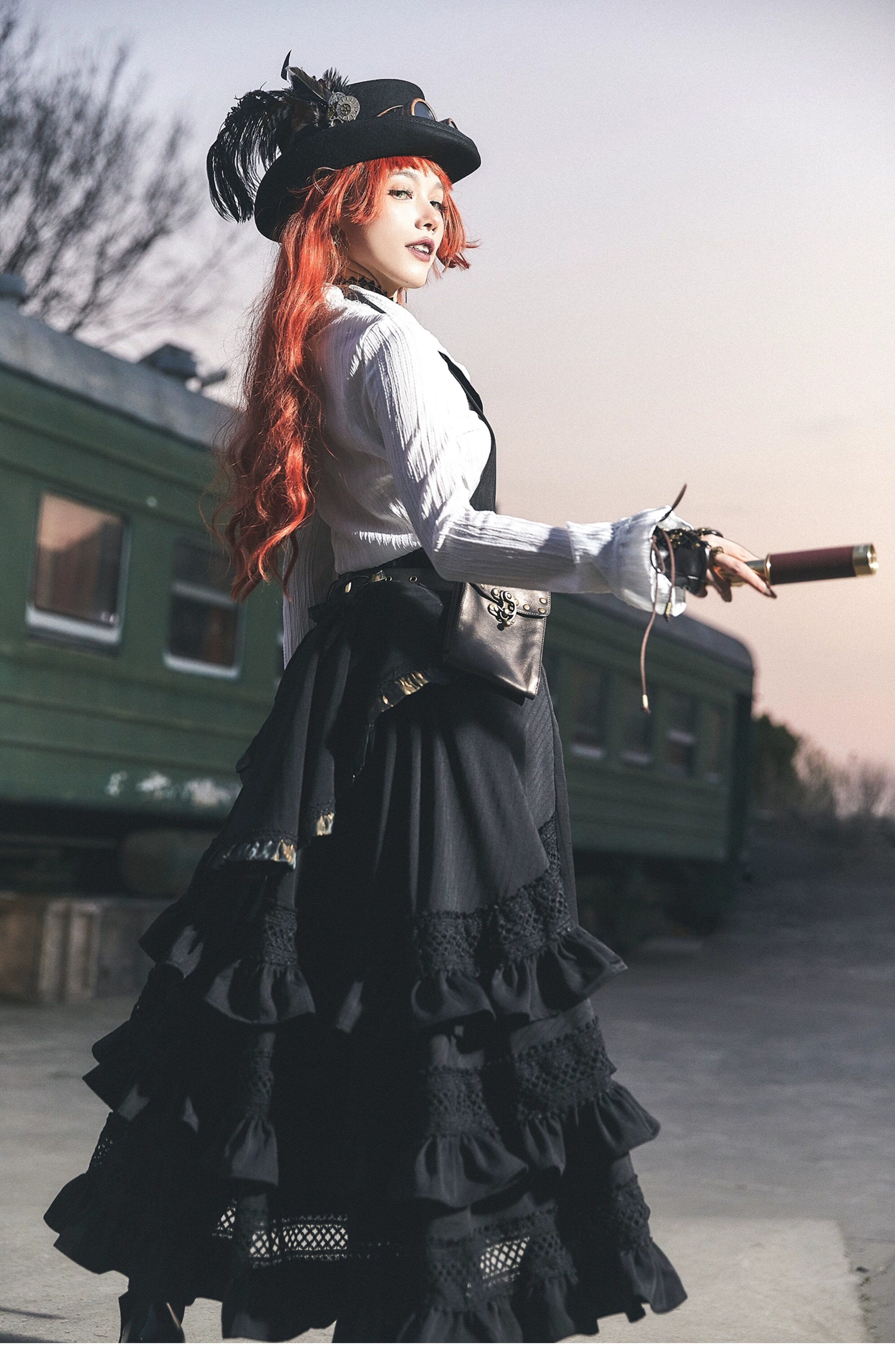 送料無料 12%OFF】スチームパンク ゴーグル付きフェザーハット