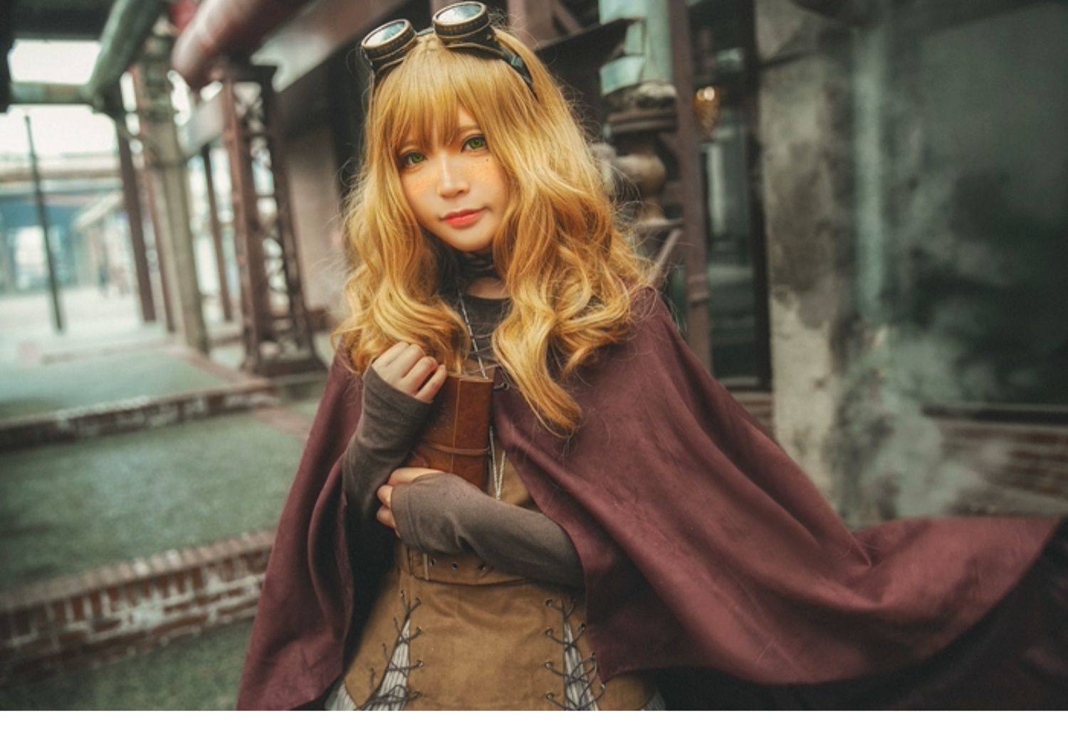 エレガントマント スチームパンクなワインレッドのレトロなフード付きロングマント