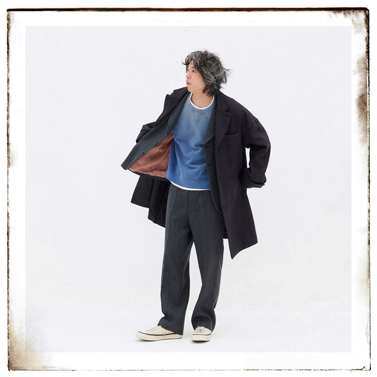 代購VISVIM 25AW HAMMONS COAT 男士寬鬆呢子大衣風衣毛麻混紡
