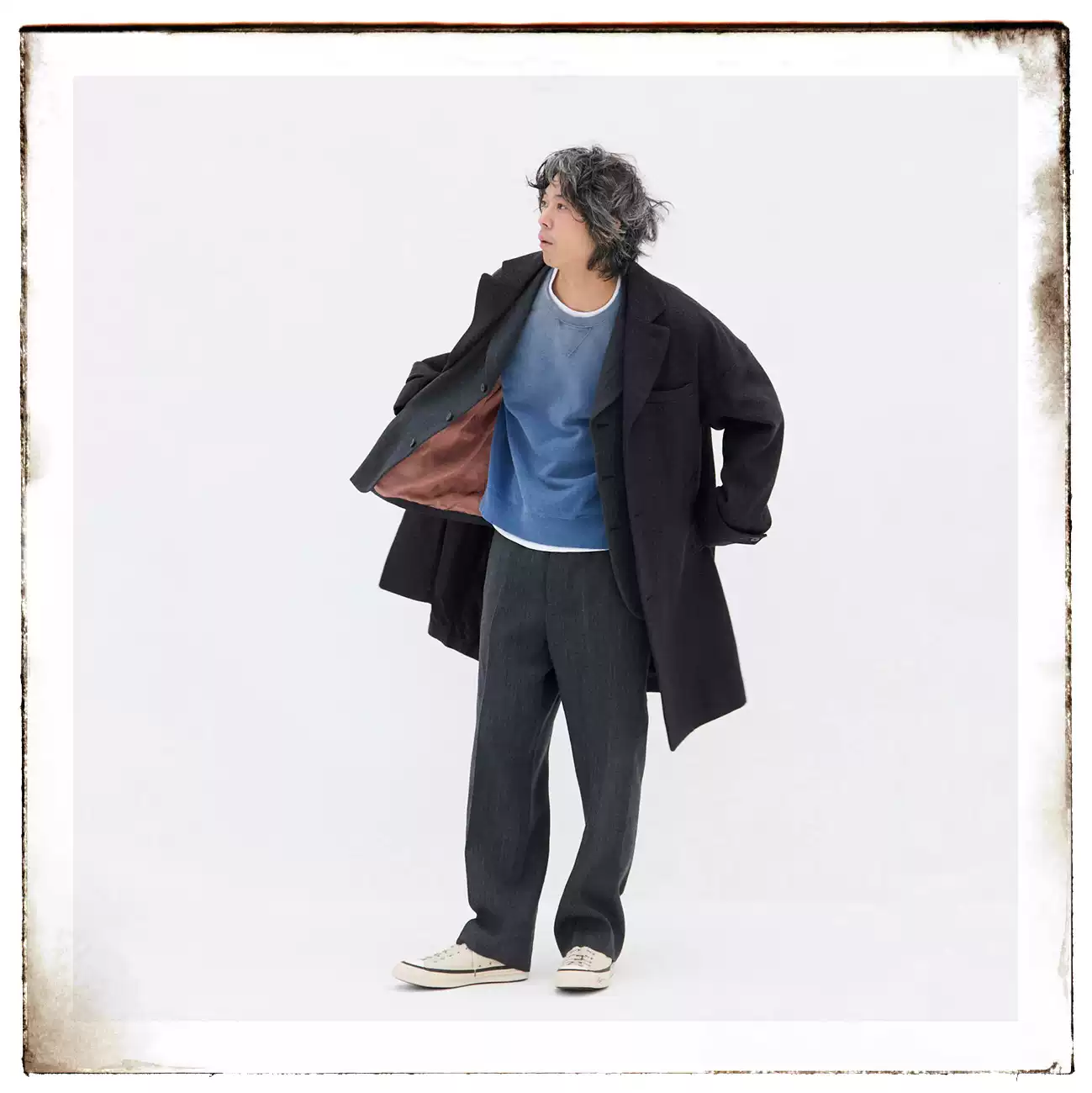 代購VISVIM 25AW HAMMONS COAT 男士寬鬆呢子大衣風衣毛麻混紡
