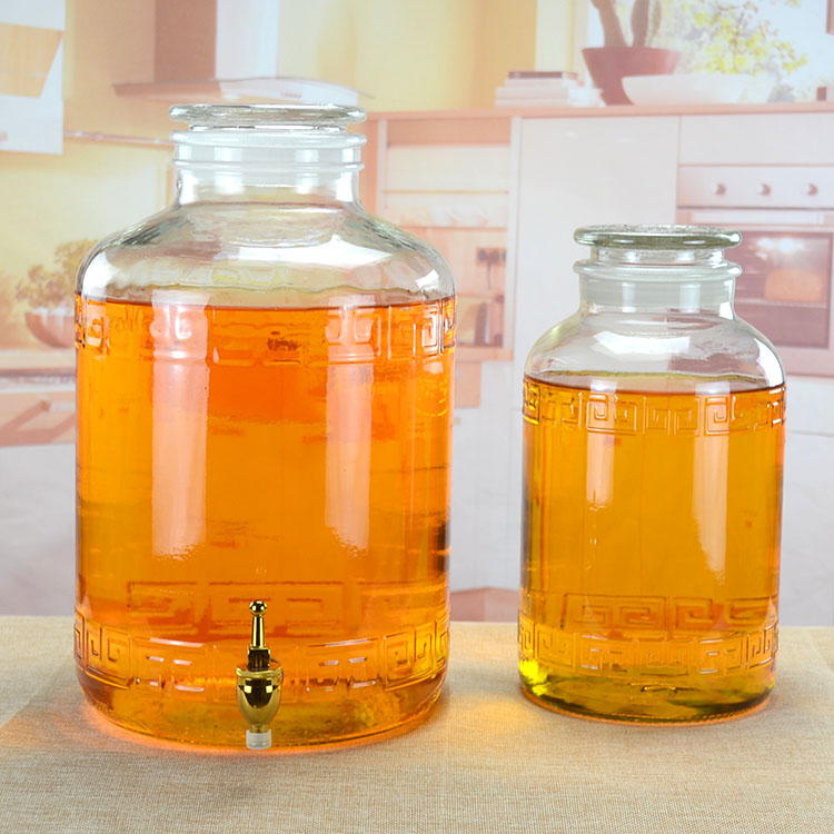 Peanut Oil Barrel Edible Oil Barrel Food Grade Glass Oil Tank Kitchen oil bottle Home Oil storage Large number glass Oil jug
