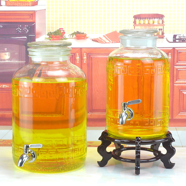 Glass Oil Jug Edible Oil Barrel Oil Storage Tank Kitchen Oil Bottle Home Large Capacity Oil Pot Sesame Oil Bottle Peanut Oil Barrel