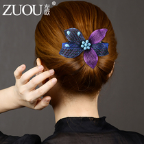 One-word clip spring hairclip retro flowers Korean Korean version of foreign style back of the head hairclip lady hair top clip