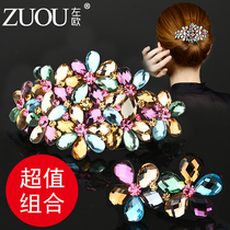 Clip headdress hairclip back head clip simple Korean version of Mother rhinestone pontail clip temperament horizontal clip lady top clip