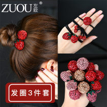 Head rope female headdress Korean netizen leather sleeve tie head rubber band rhinestone strawberry hairclip Hairband