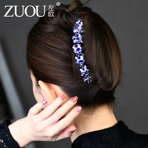 Hair comb plug comb water drill decorated with high-end temperament simple elegant disc hair large seven-tooth hair fork Korean version of the female hair card