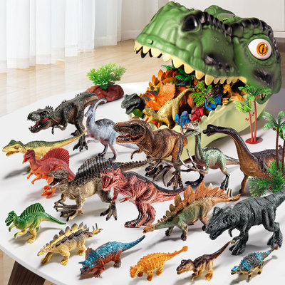 Dinosaur toys children little boy triceratops soft rubber set big Tyrannosaurus rex world simulation animal model hand to do