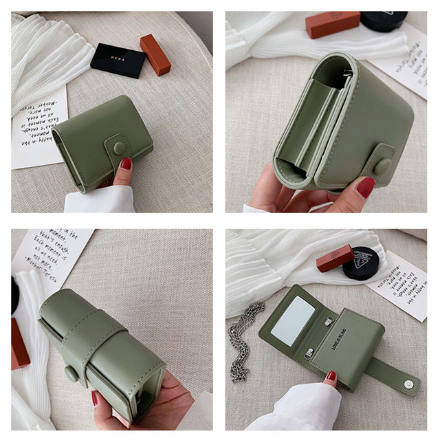 Mini Lipstick Bag Small Portable Messenger Carry Makeup with Mirror Small Lipstick Powder Storage Bag Cosmetic Bag