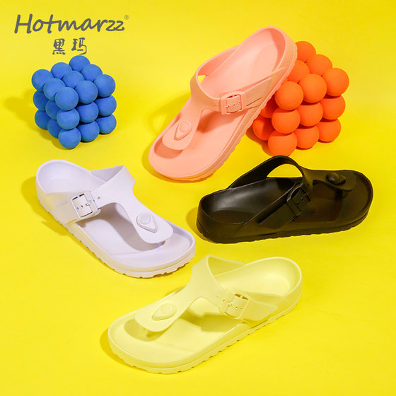 hotmarzz/黑玛拖鞋女夏季外穿人字拖女夹脚拖鞋防滑软底沙滩凉鞋