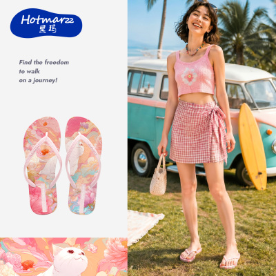 hotmarzz/黑玛 Нескользящие сланцы, пляжные мюли, подходят для носки на улице, с перемычкой между пальцами, пляжный стиль
