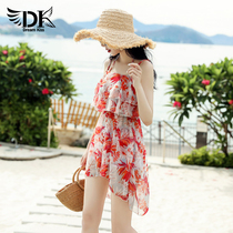 DK2021 new swimsuit female summer sexy bikini three-piece cover belly thin fairy fan conservative swimsuit