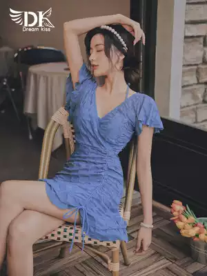 DK2021 new hot spring swimsuit female summer large size Korean ins cover belly thin conservative one-piece dress swimsuit