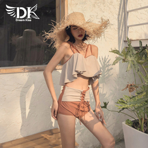 DK swimsuit women 2021 New Net Red fashion sexy thin chest gathered conservative split swimsuit hot spring