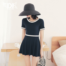 dk fashion sexy swimsuit women 2021 new hot spring Black Conservative belly cover one-piece dress small chest swimsuit women