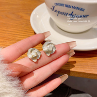 Unique camellia earrings for women 2026 new popular French earrings light luxury niche design high-end earrings