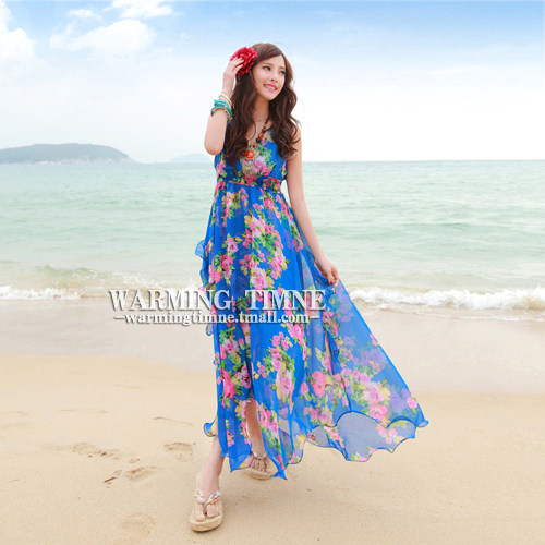 ຫາດຊາຍ Skirt ໃຫມ່ Bohemian ຍາວ Skirt Summer ແມ່ຍິງຫາດຊາຍ Chiffon ພັກຜ່ອນ Seaside Sanya ການເດີນທາງ Dress