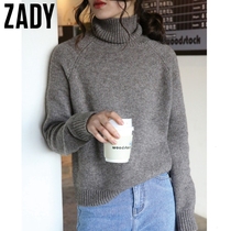 ZADY Mountain Cashmere Sweater Womens High Neck Loose Lazy Sweater 2020 Autumn Winter New Size Slimming base shirt