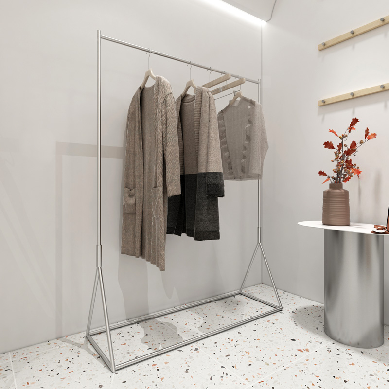 Clothing store Show stainless steel floor-to-grade hanger pole men and women's clothing store simple Zhongdao shelf special display shelves