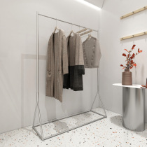 Clothing store display stand stainless steel floor-standing clothes pole mens and womens clothing store silver Nakajima rack special display shelf