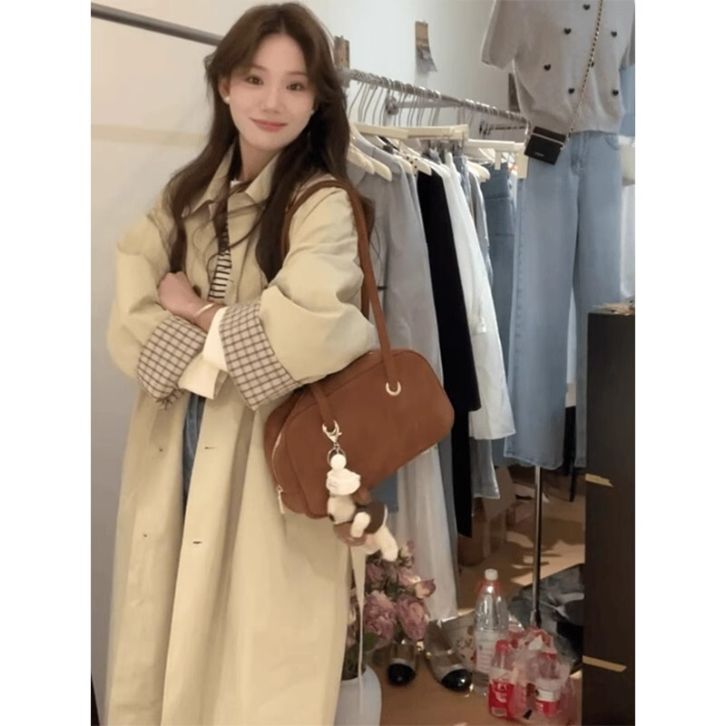 Khaki Trench Coat for Women, Mid-Length, Petite Size, 2026 New Style, Spring and Autumn, Very Stylish, This Year's Popular Hot Item