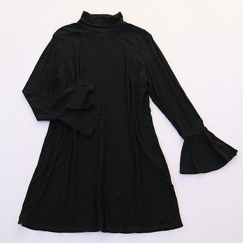 Round neck long sleeve shirt dress pullover midi skirt