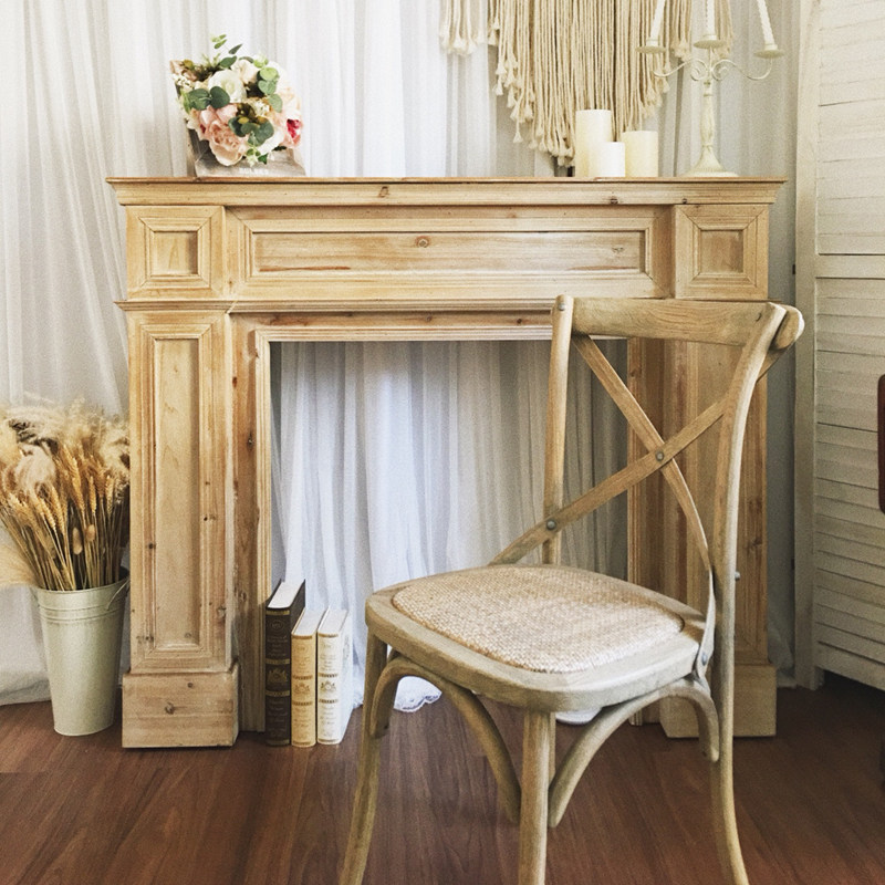 American solid wood retro folk sleeping fireplace decoration cabinet Fauly-style minimalist fireplace shelf Wedding Photography Props-Taobao