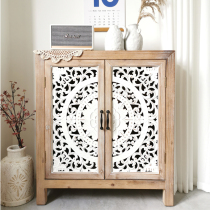 American European style French country style solid wood carved porch sideboard short cabinet shoe cabinet storage cabinet